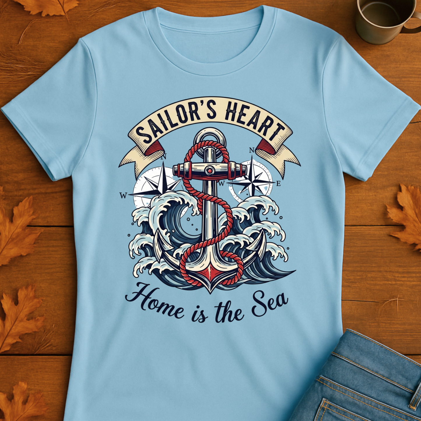 Sailor's Heart Unisex T-Shirt - Home is the Sea Design