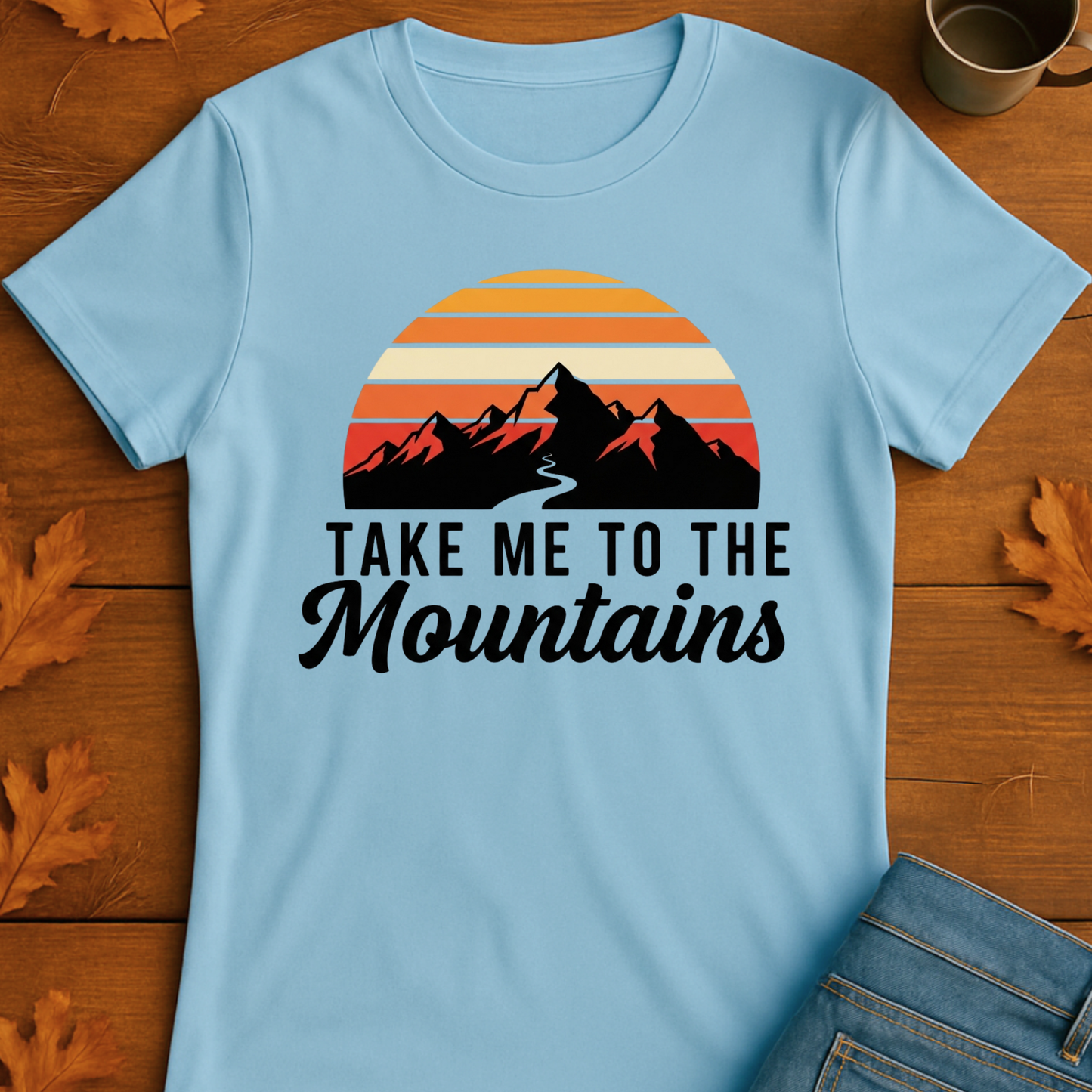 Mountain Peaks Retro Softstyle T-Shirt - 'Take Me to the Mountains' Design