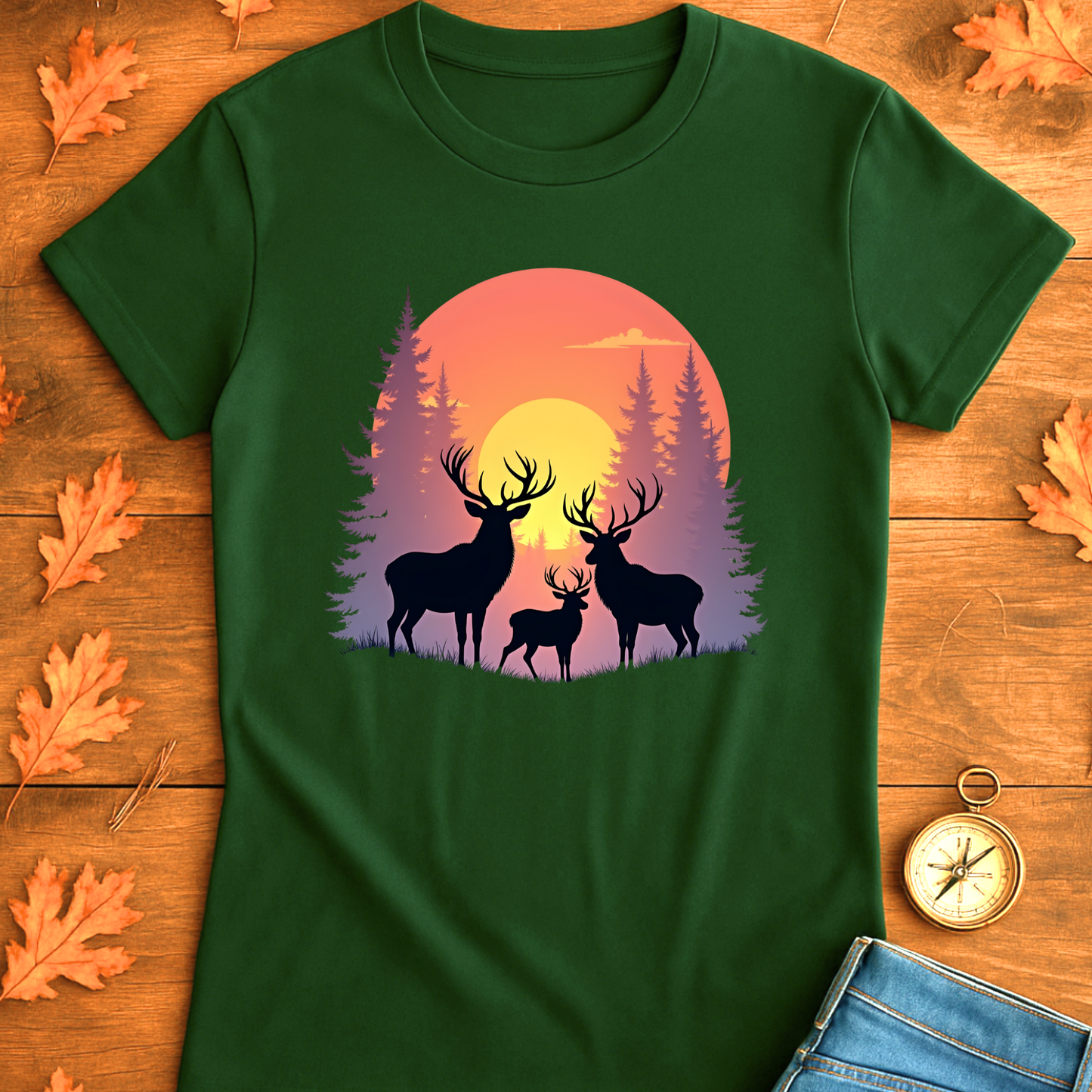 Deer T-Shirt - Wilderness deer in the wild sunset