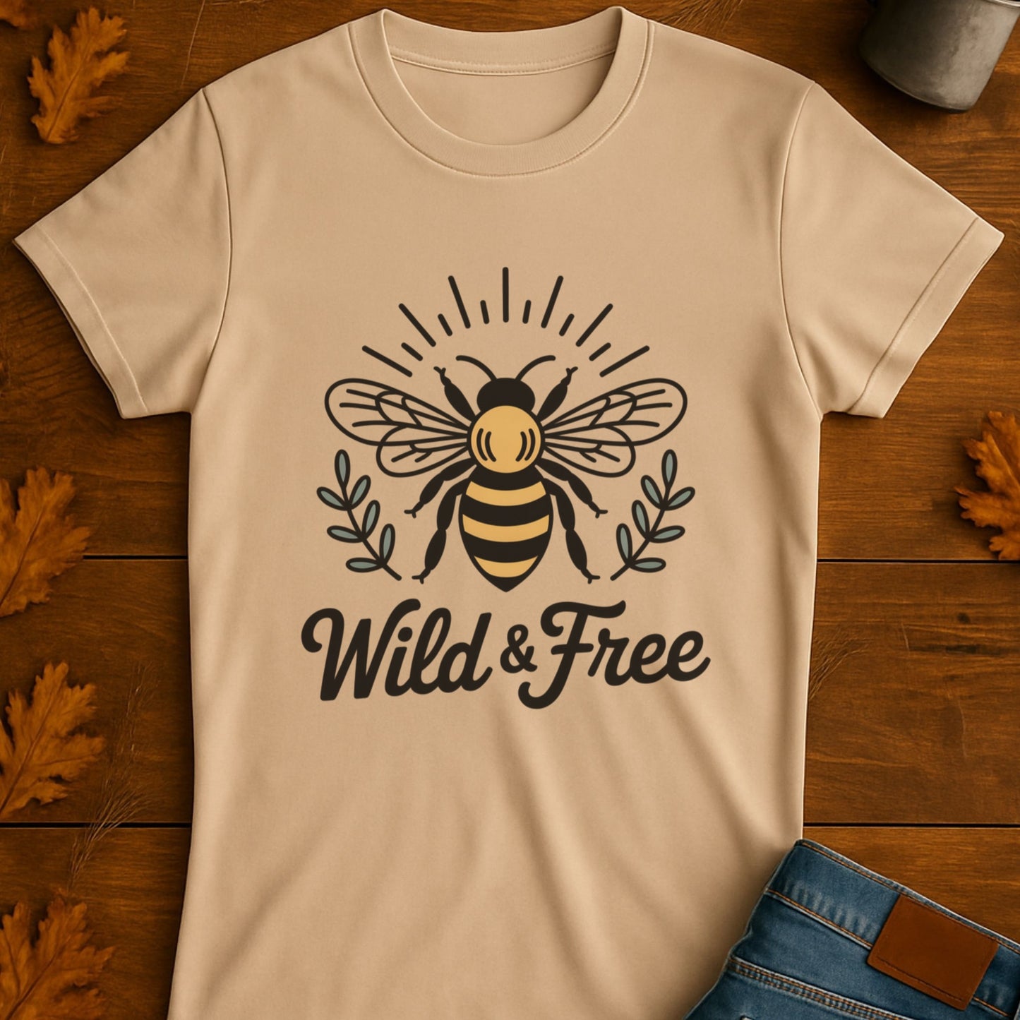 Bee Print T-Shirt - Wild Free Bee Design