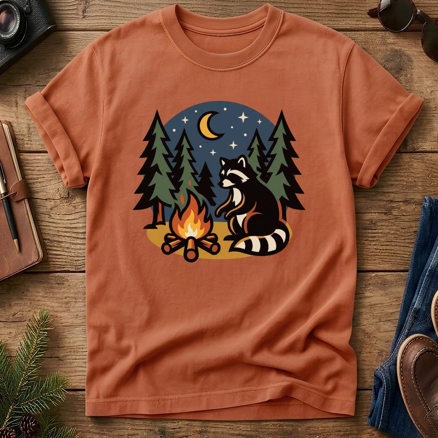 Campfire Under the Pines Tee – lifestyle photo, garment-dyed Comfort Colors tee