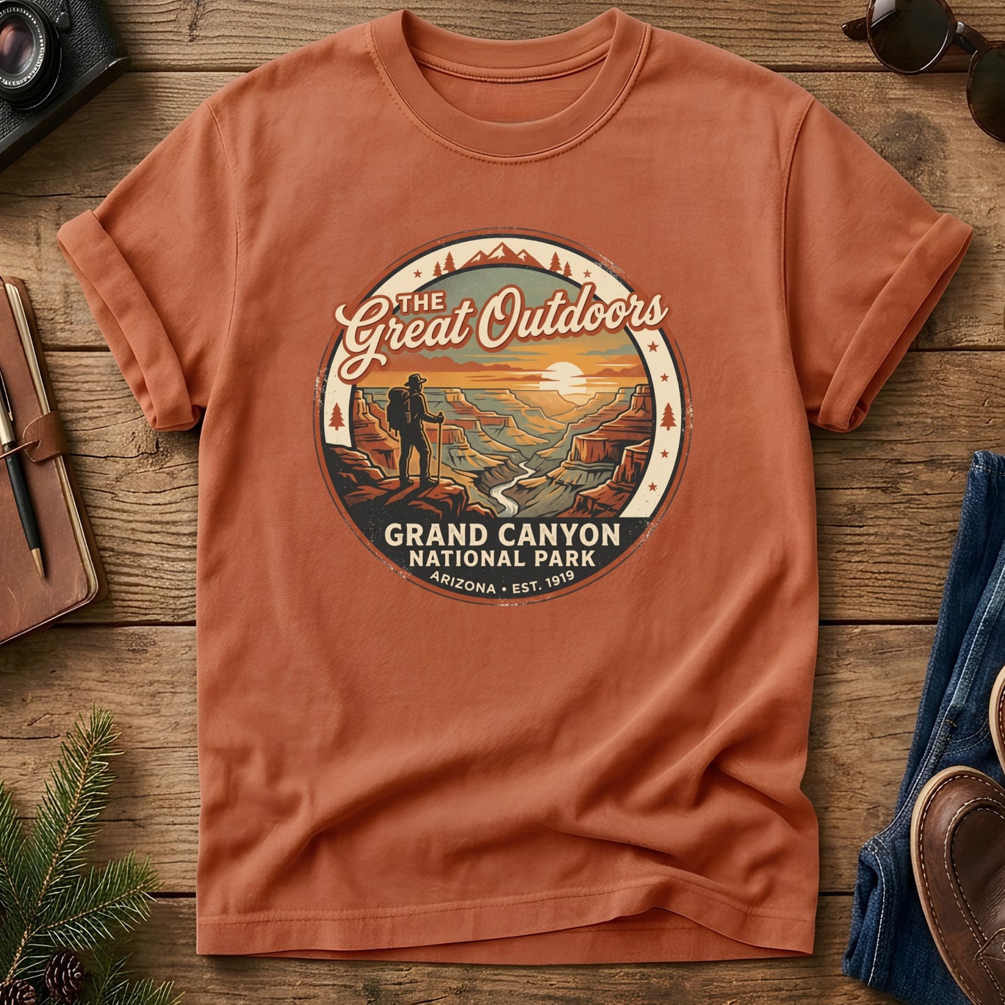 Great Outdoors Grand Canyon Tee – close-up of Grand Canyon artwork