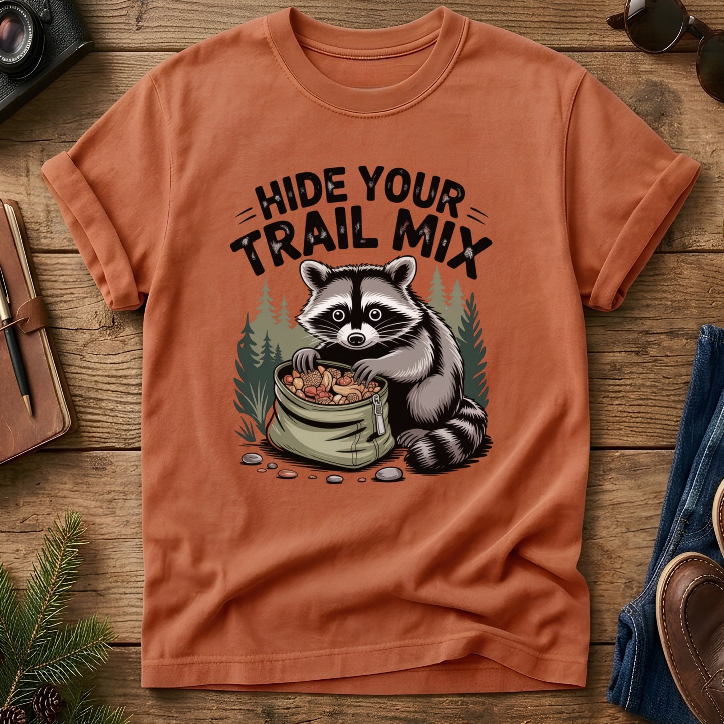 Hide Your Trail Mix Tee – close-up of artwork