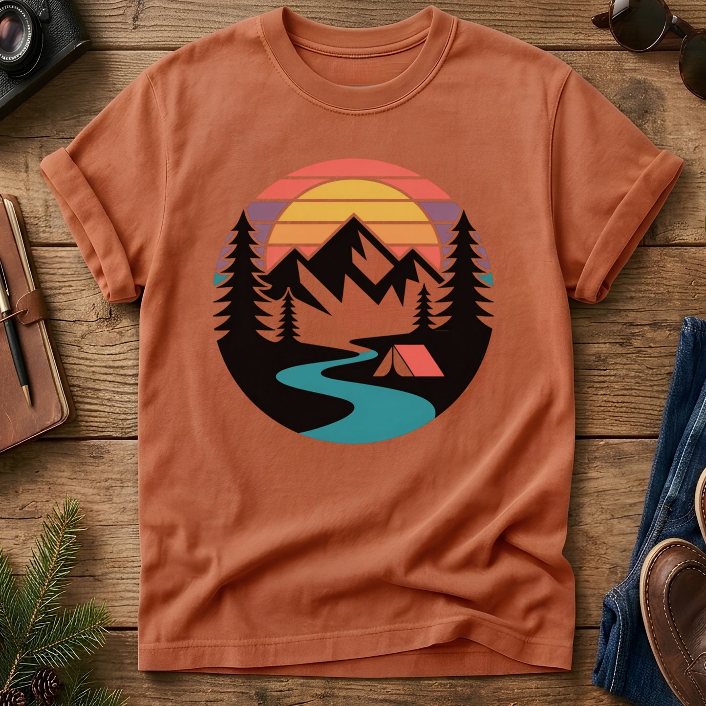 Mountain River Adventure Tee – lifestyle photo, garment-dyed Comfort Colors tee