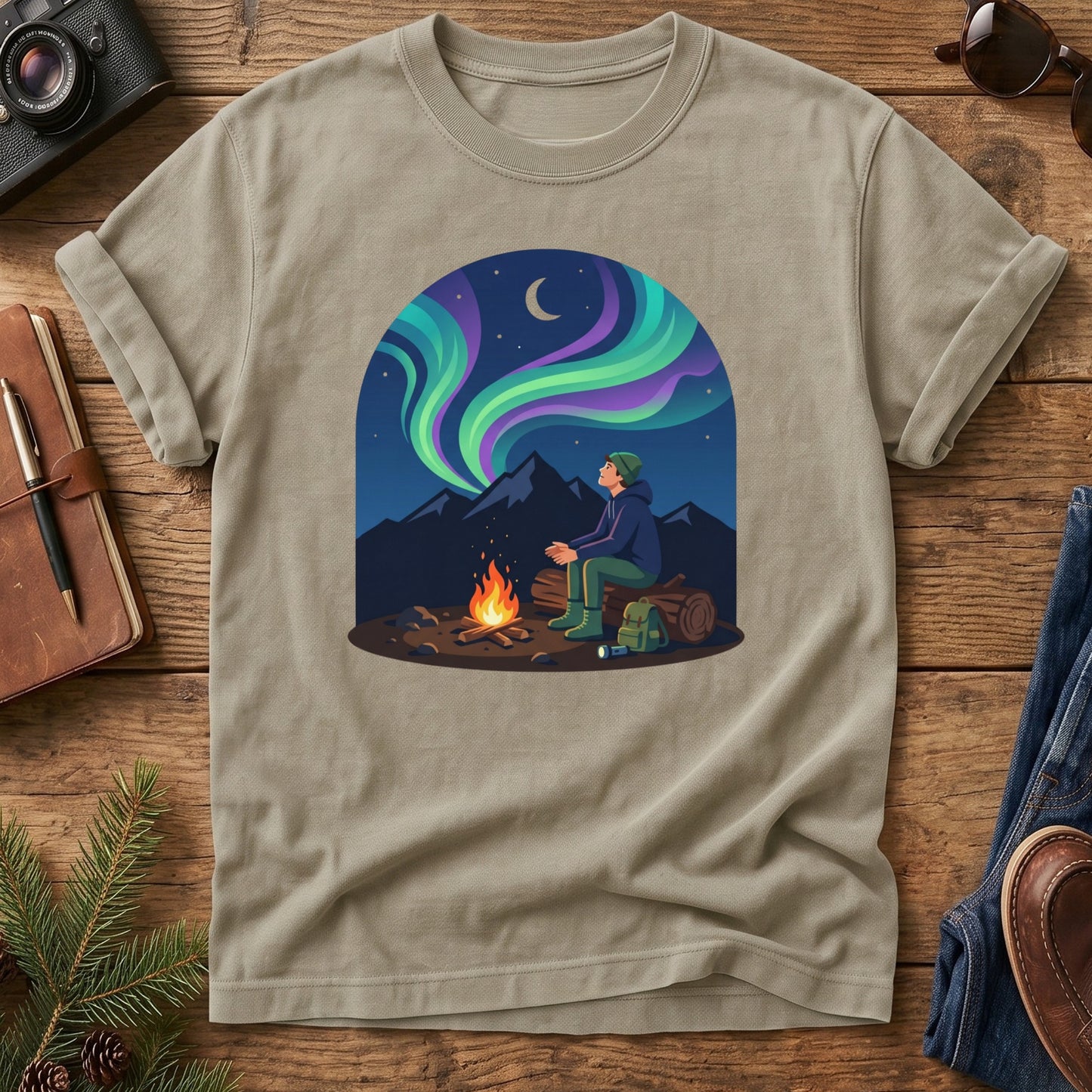 Northern Lights Camp Tee – back view of garment-dyed Comfort Colors t-shirt