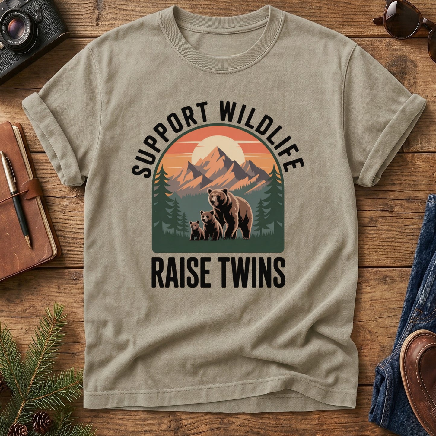 Support Wildlife Tee – folded flat lay of garment-dyed Comfort Colors fabric
