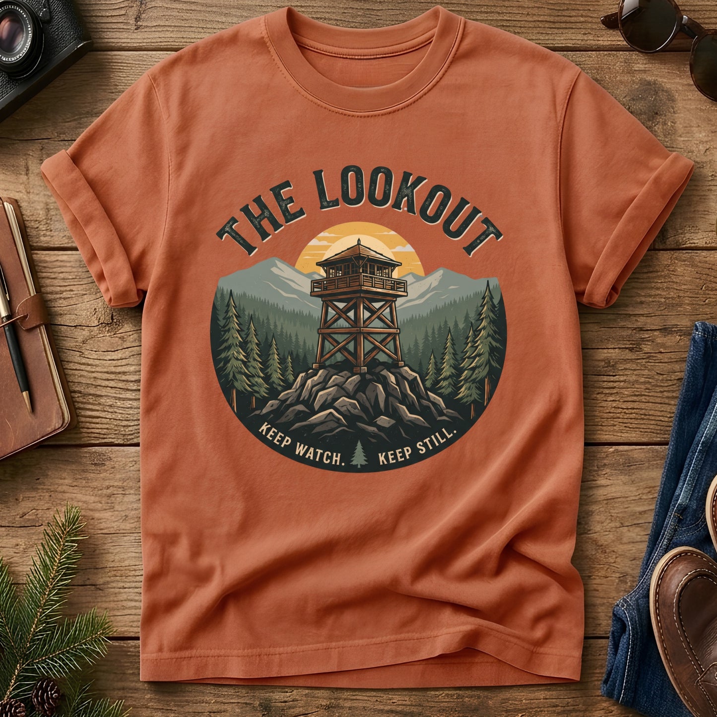 The Lookout Tee – fire lookout tower graphic tee in Yam, product photo 7