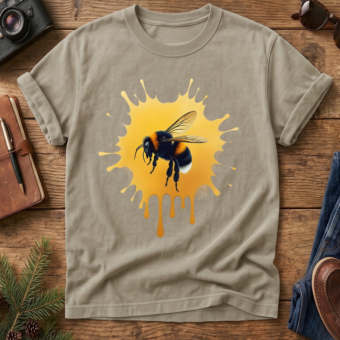 Wild Bee Nature Tee – styled outdoor lifestyle photo