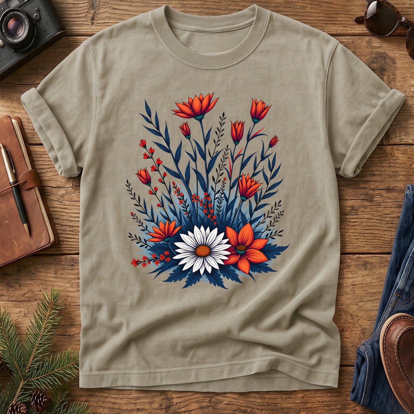 Wildflower Garden Tee – styled outdoor lifestyle photo