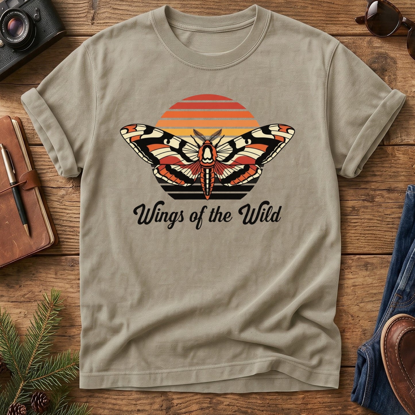 Wings of the Wild Tee – folded flat lay of garment-dyed Comfort Colors fabric