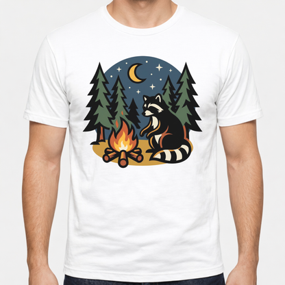 Raccoon Warning Campfire T-Shirt — Funny Camping Graphic Tee