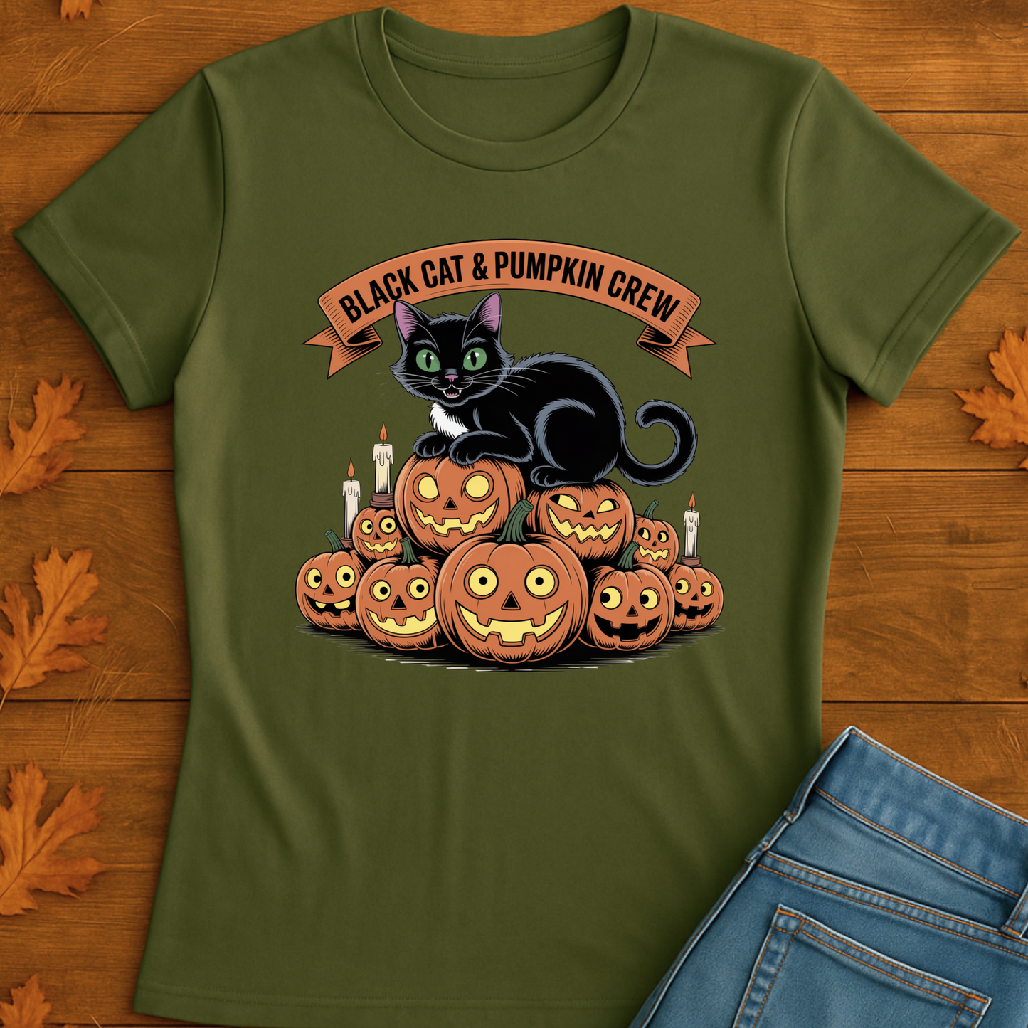 Black Cat Pumpkin T-Shirt
