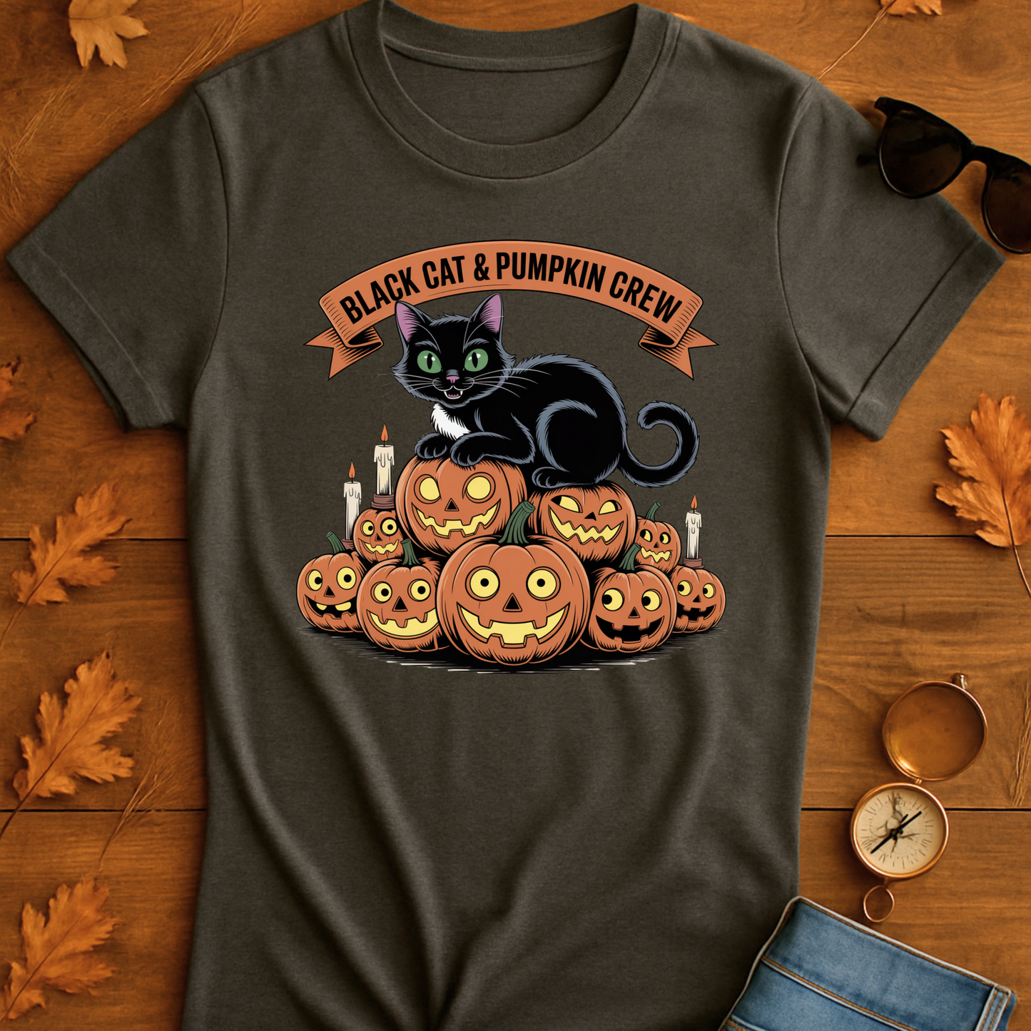 Black Cat Pumpkin T-Shirt
