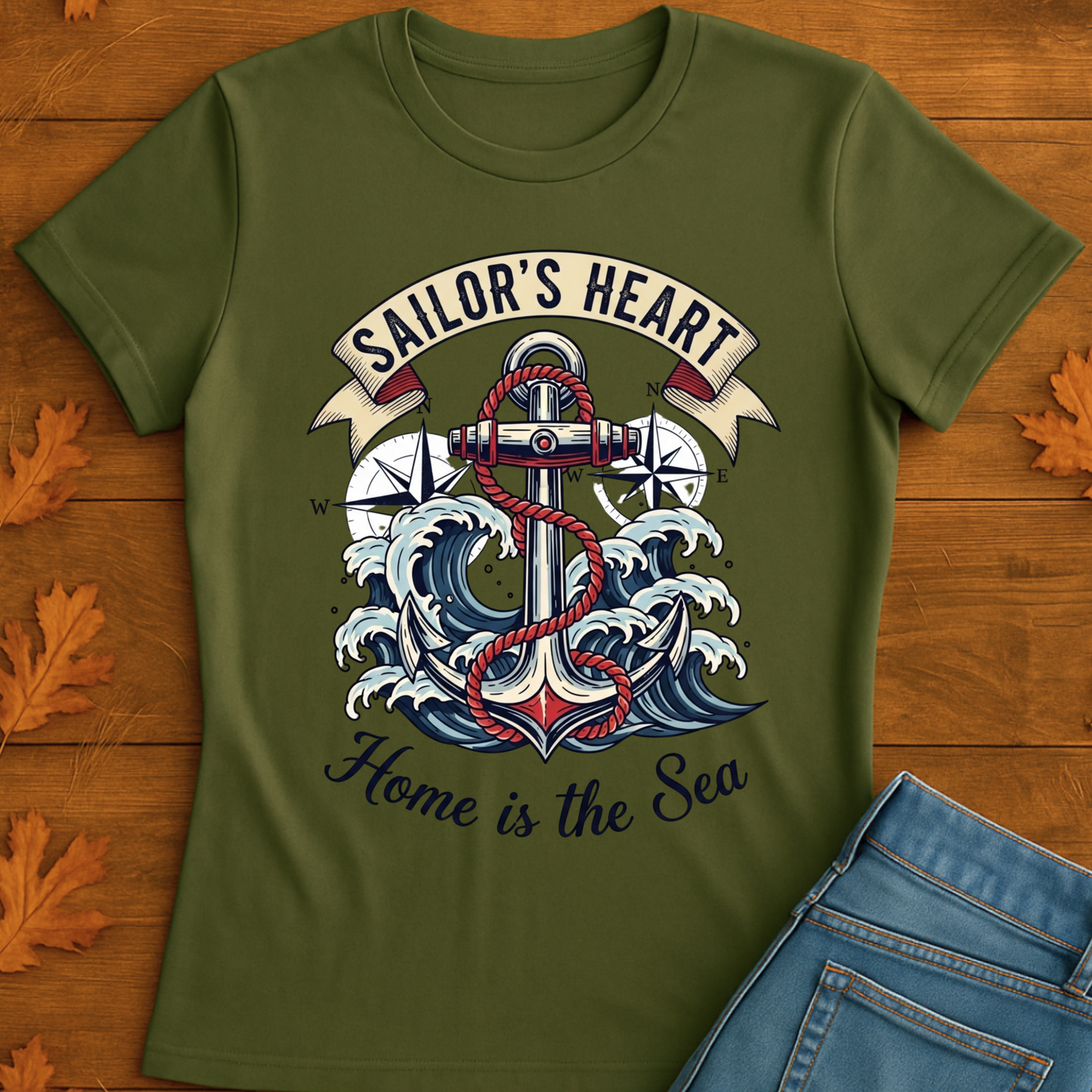 Sailor's Heart Unisex T-Shirt - Home is the Sea Design