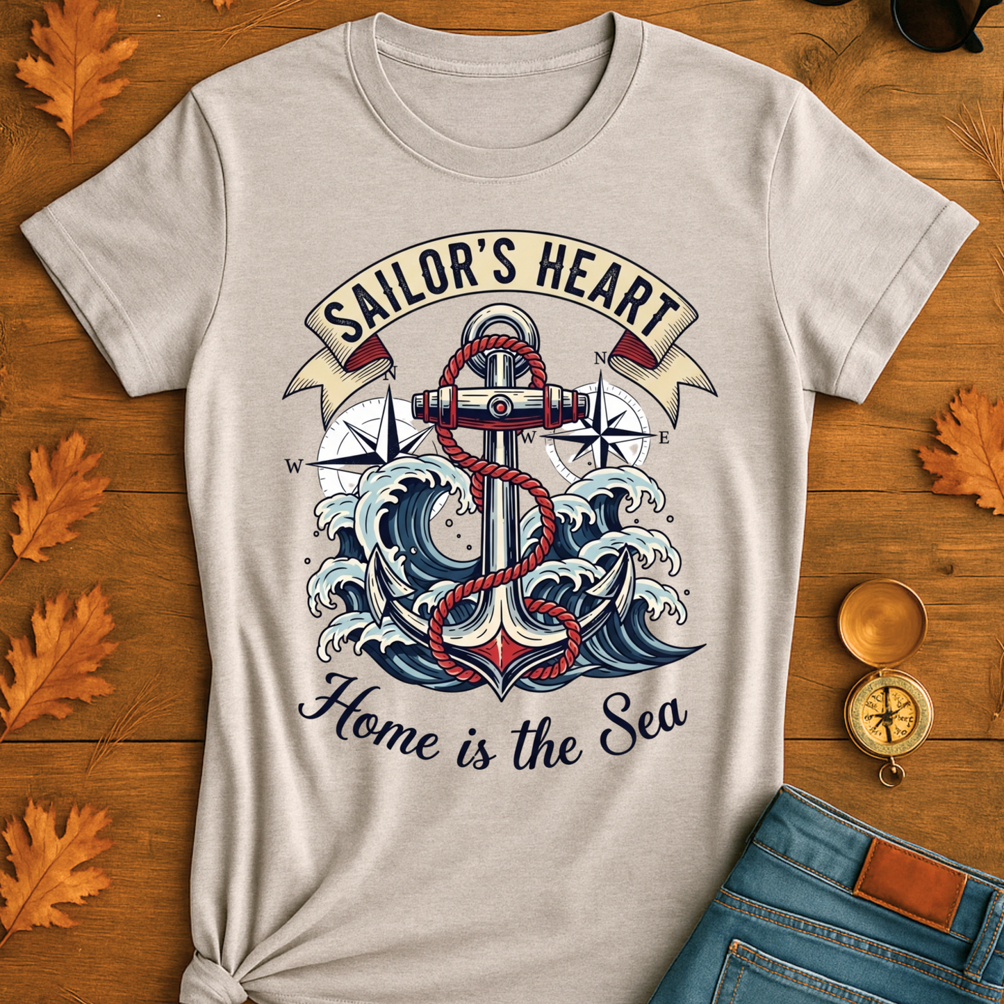 Sailor's Heart Unisex T-Shirt - Home is the Sea Design