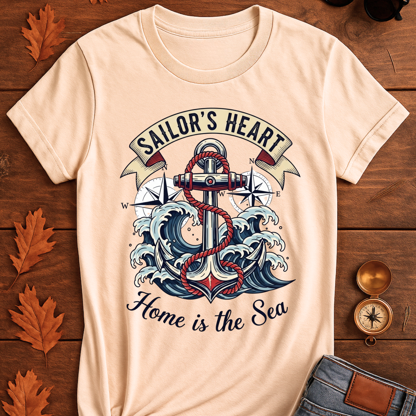 Sailor's Heart Unisex T-Shirt - Home is the Sea Design
