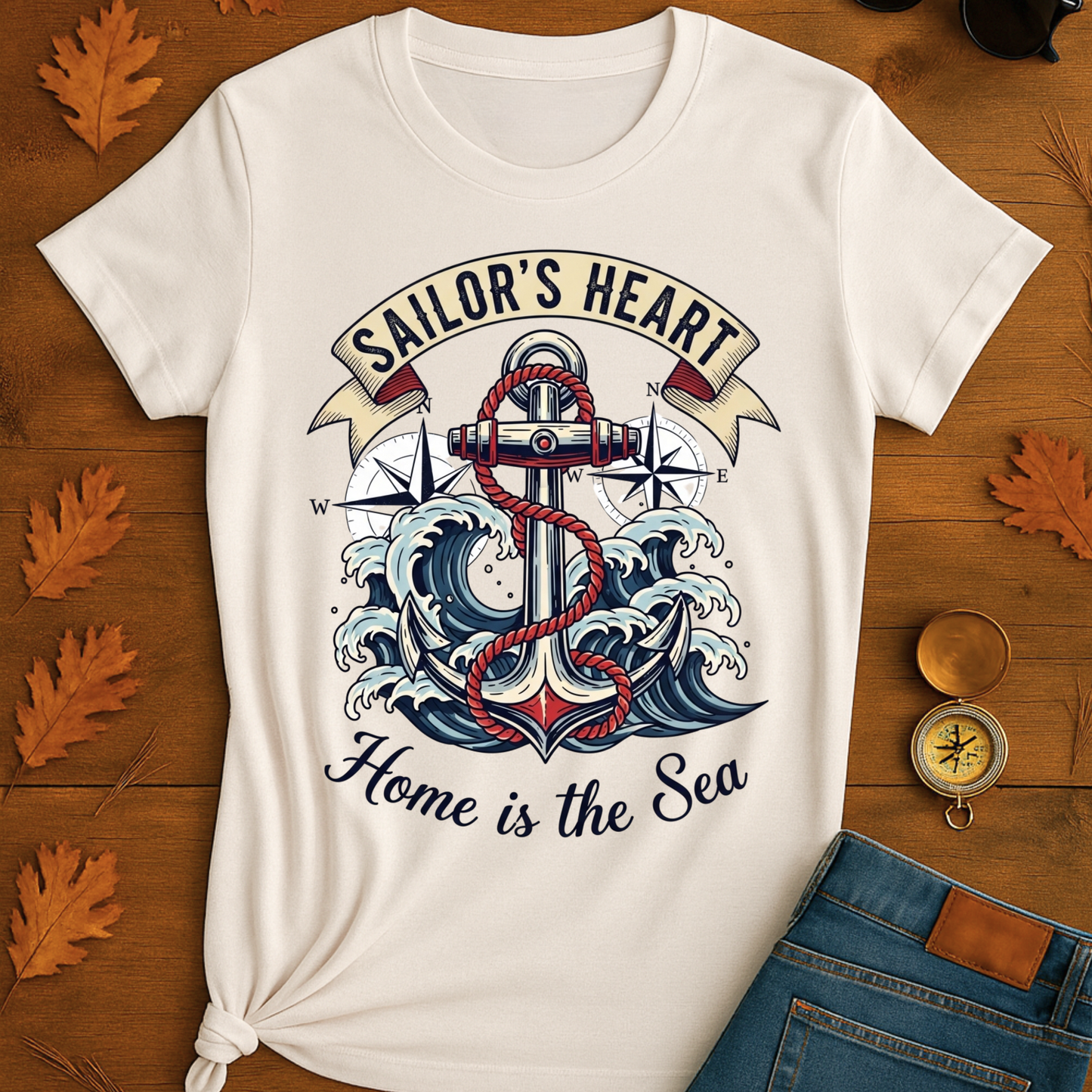 Sailor's Heart Unisex T-Shirt - Home is the Sea Design