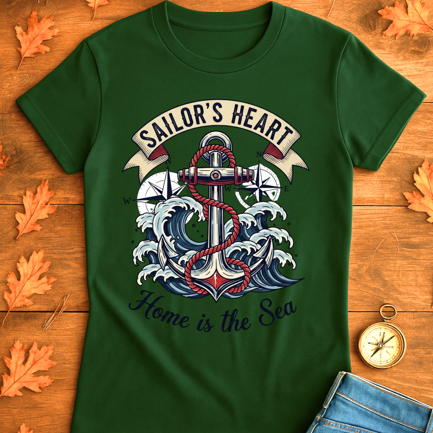 Sailor's Heart Unisex T-Shirt - Home is the Sea Design