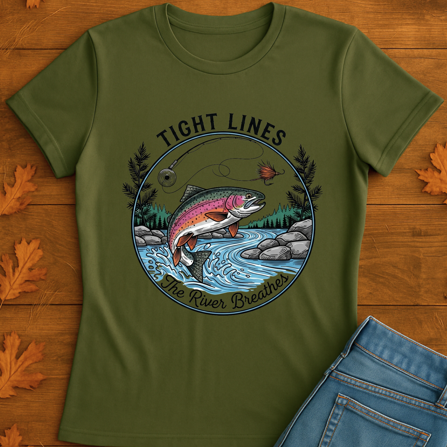 Fishing Unisex Softstyle T-Shirt - Tight Lines Design