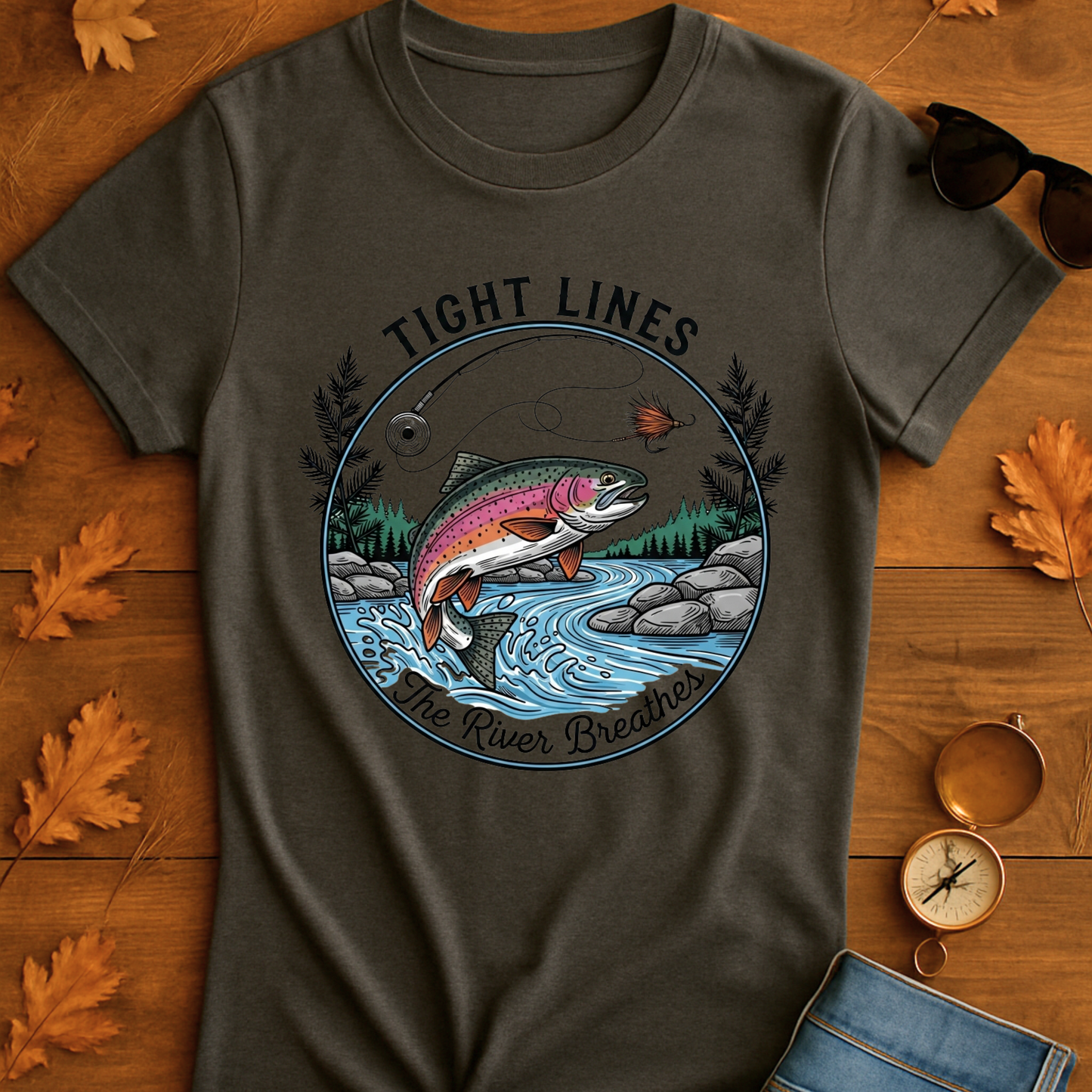 Fishing Unisex Softstyle T-Shirt - Tight Lines Design