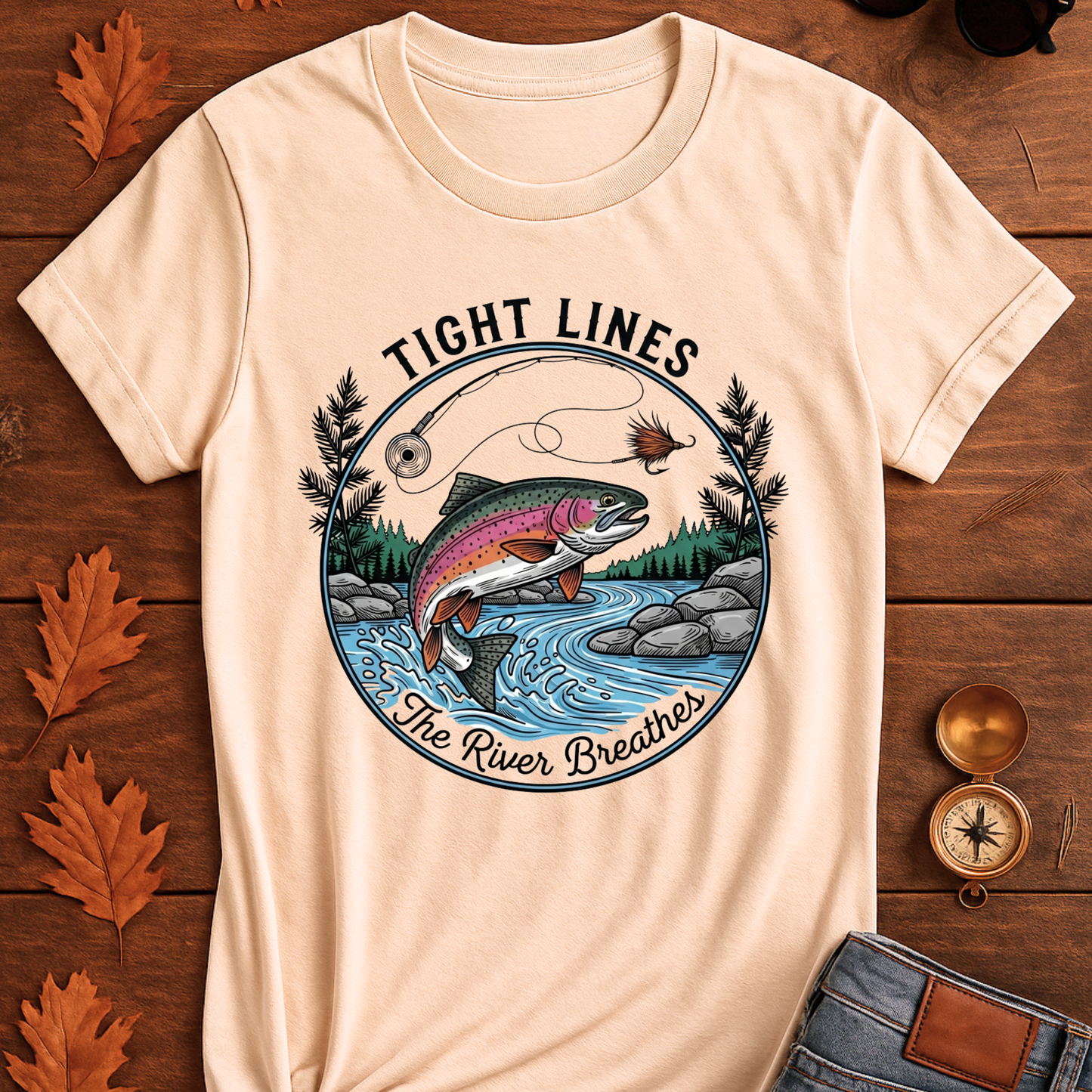 Fishing Unisex Softstyle T-Shirt - Tight Lines Design