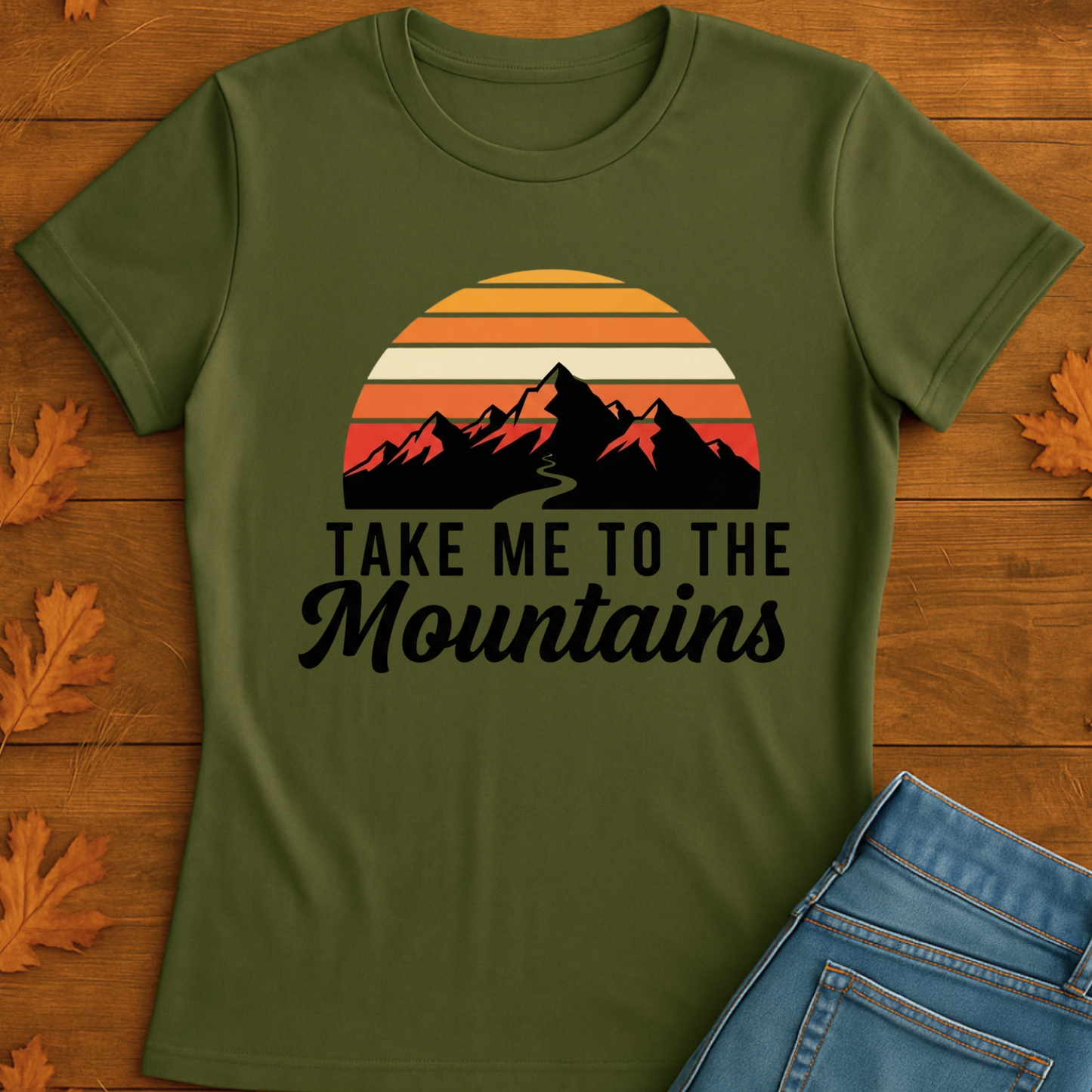 Mountain Peaks Retro Softstyle T-Shirt - 'Take Me to the Mountains' Design