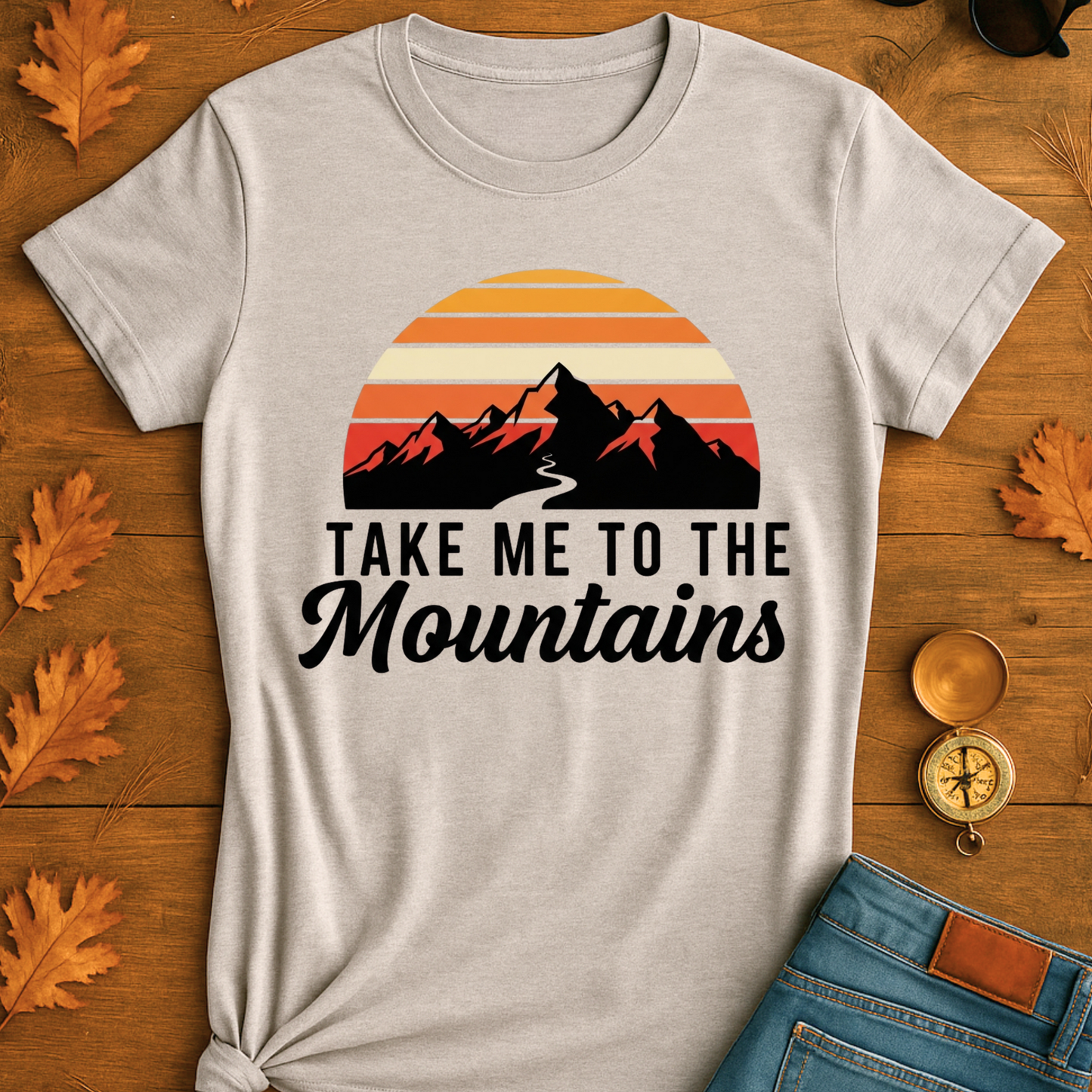 Mountain Peaks Retro Softstyle T-Shirt - 'Take Me to the Mountains' Design