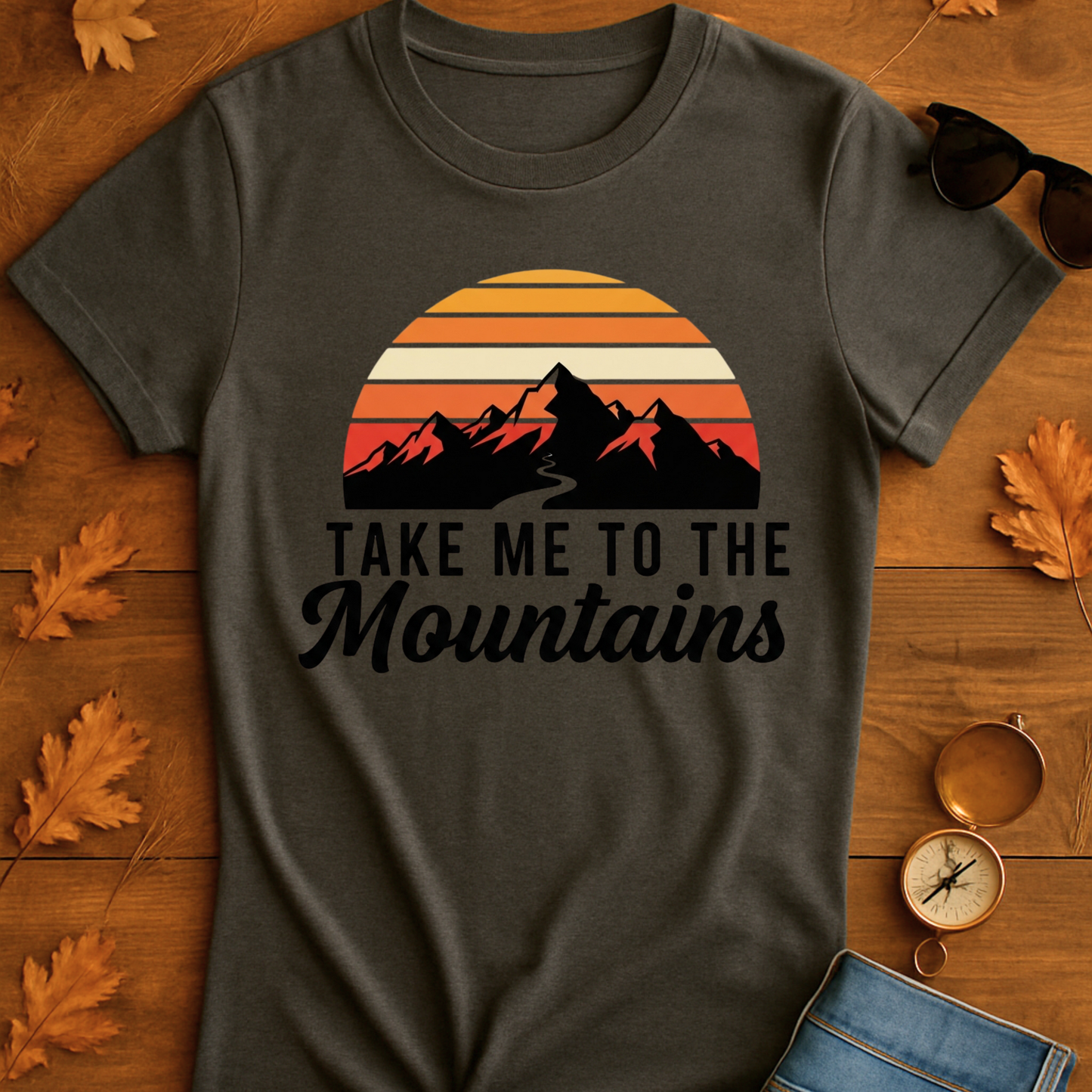 Mountain Peaks Retro Softstyle T-Shirt - 'Take Me to the Mountains' Design