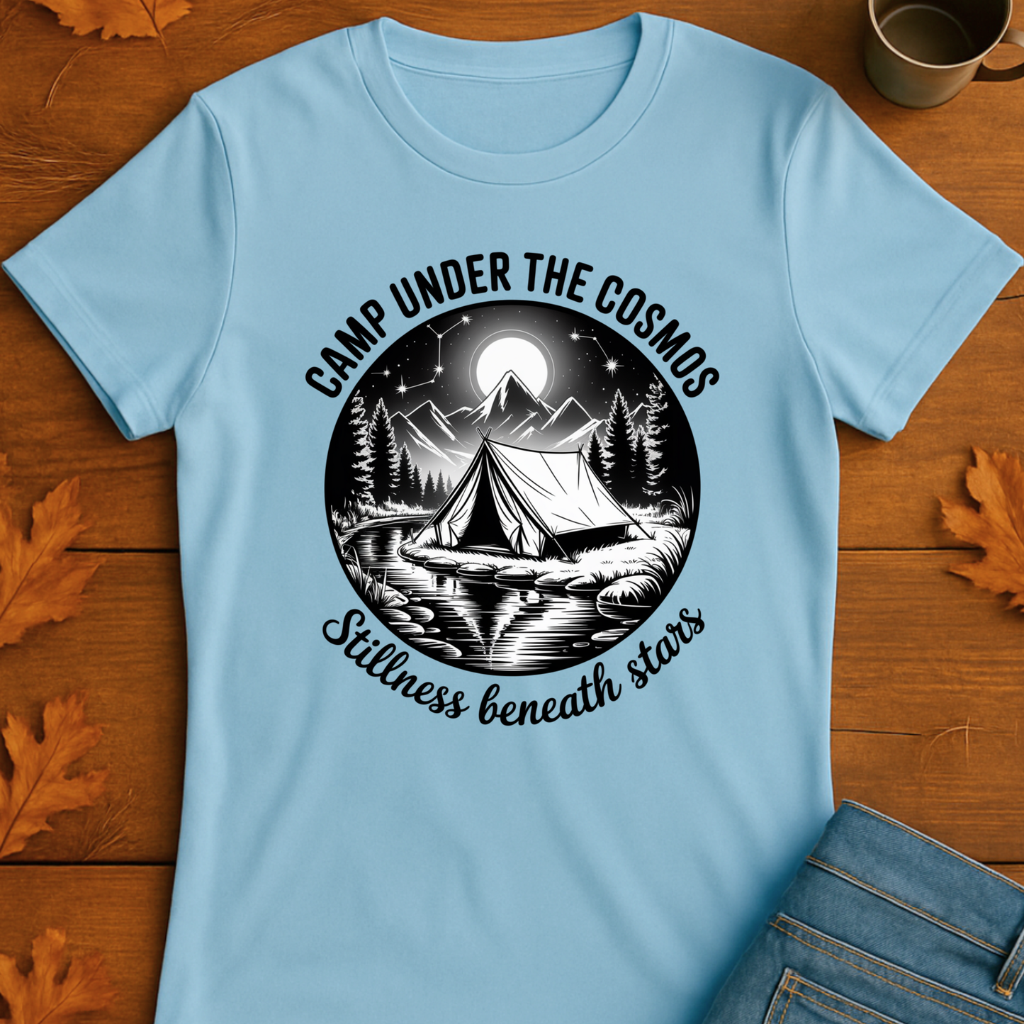 Mountain Camp T-Shirt with Celestial Design