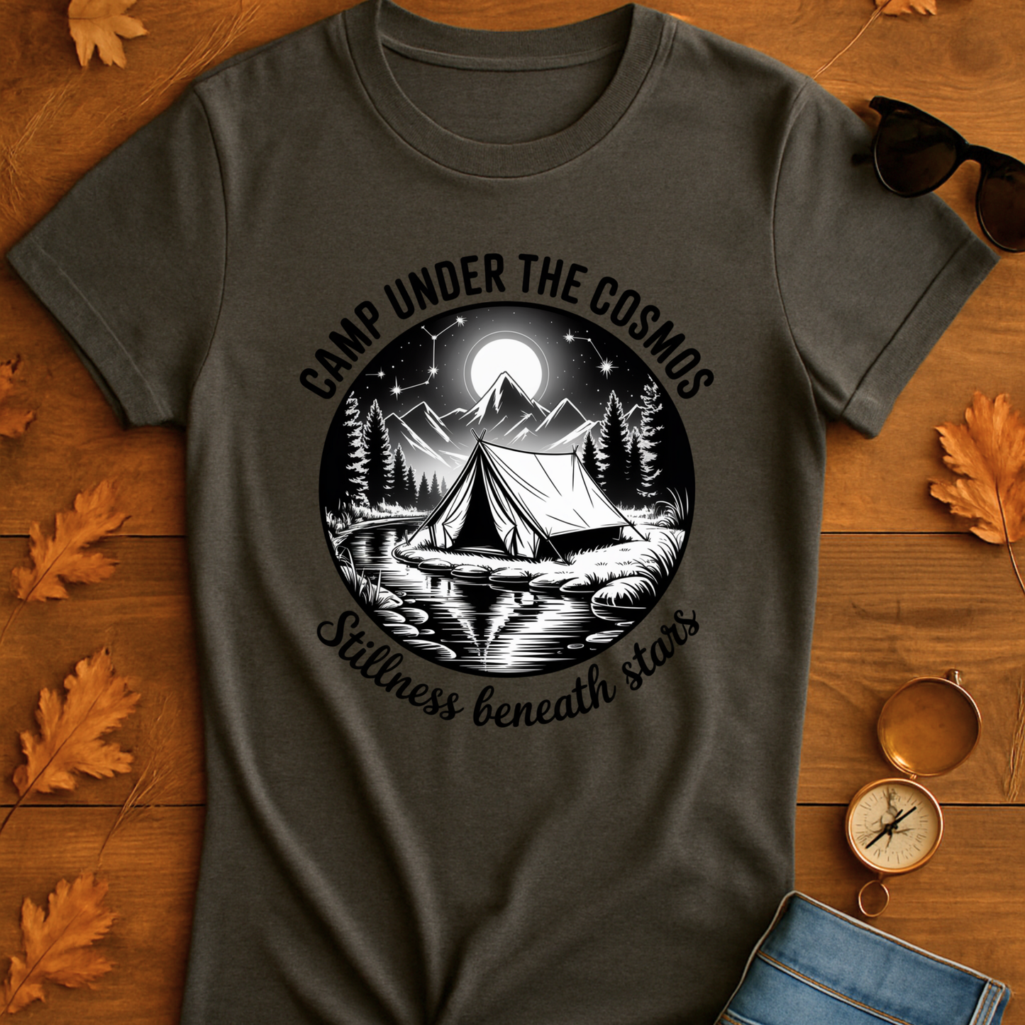 Mountain Camp T-Shirt with Celestial Design