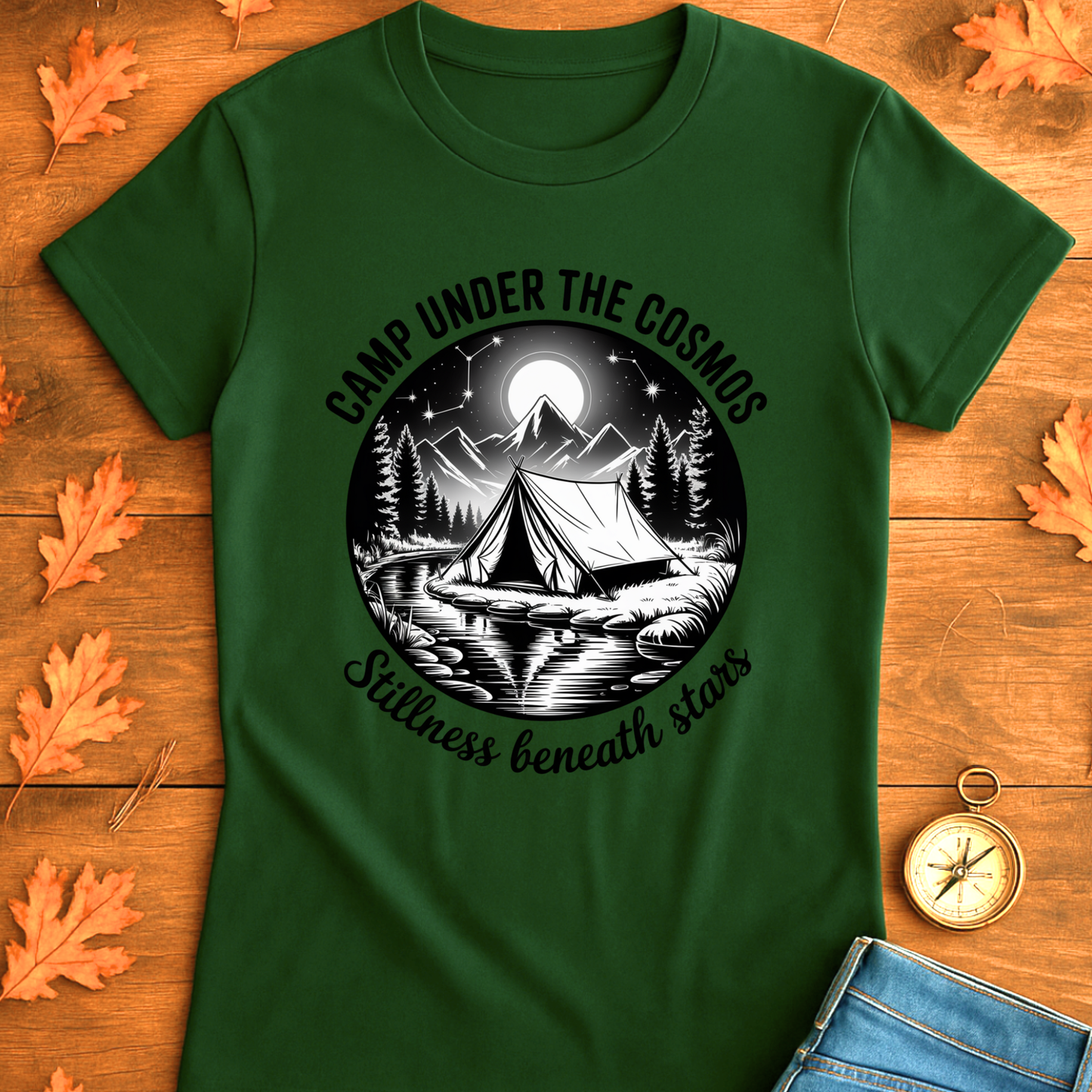 Mountain Camp T-Shirt with Celestial Design