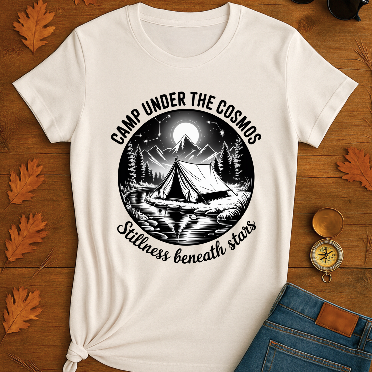 Mountain Camp T-Shirt with Celestial Design