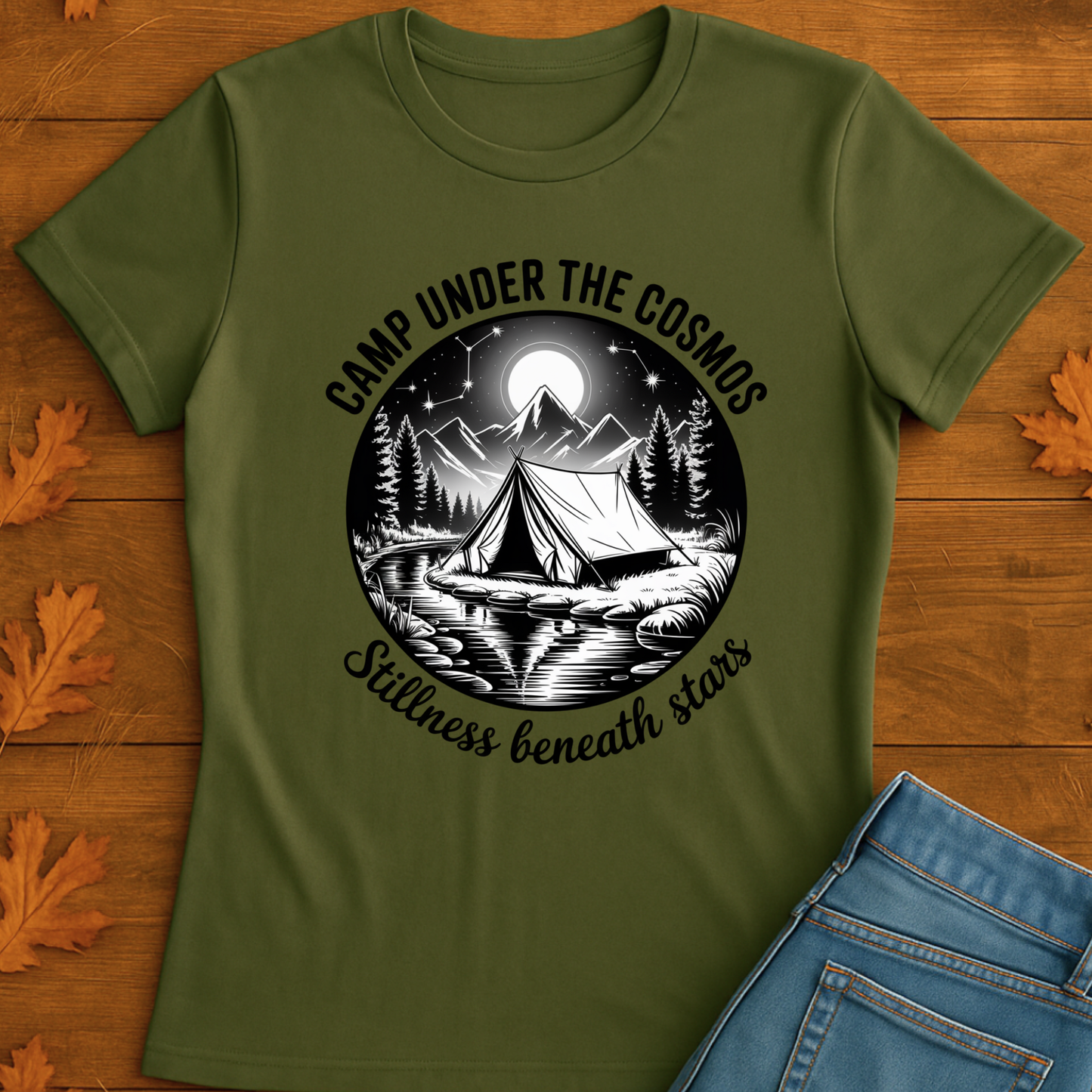 Mountain Camp T-Shirt with Celestial Design