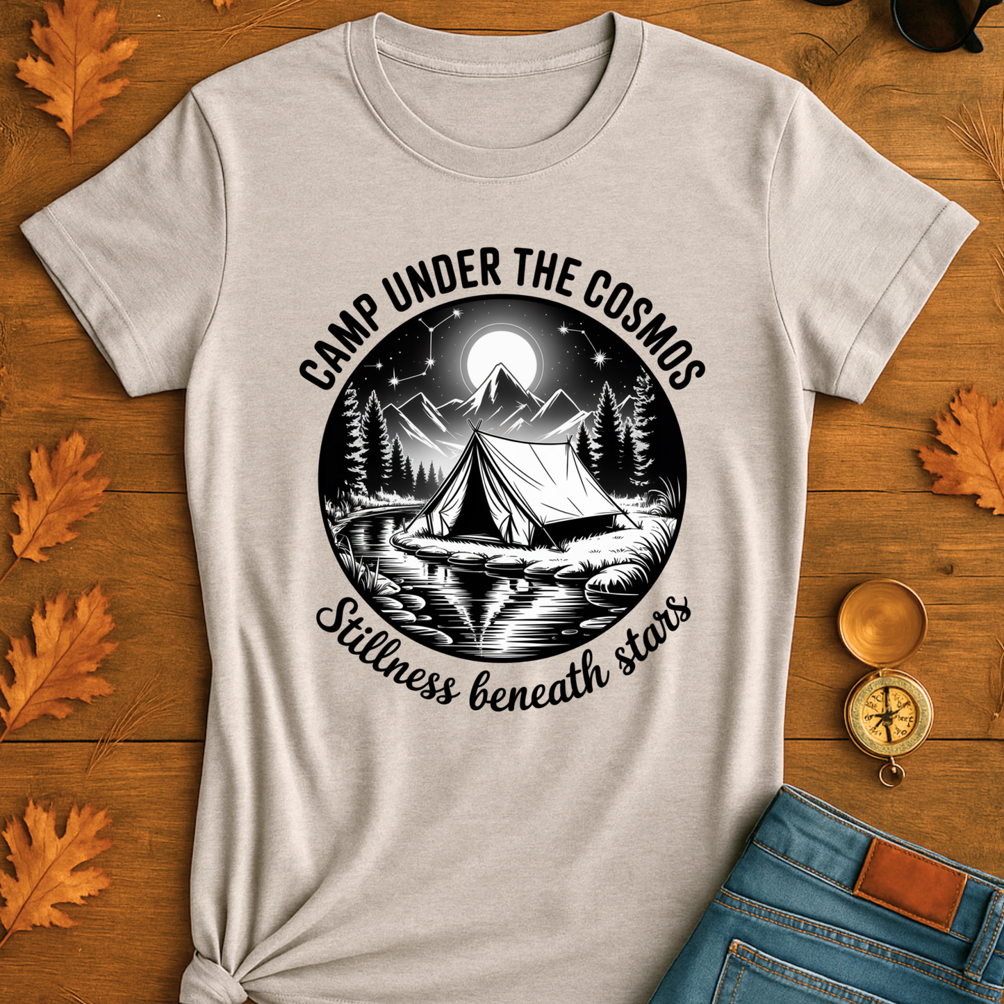 Mountain Camp T-Shirt with Celestial Design