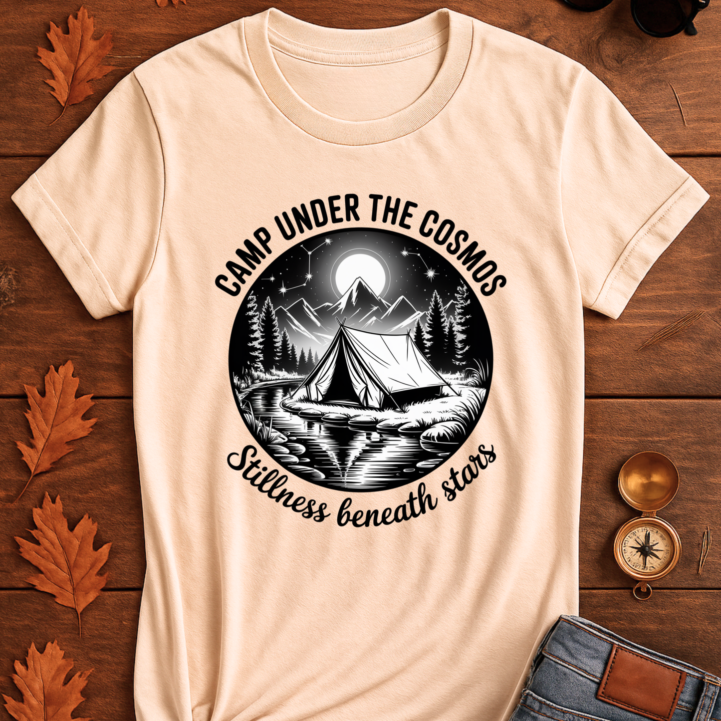 Mountain Camp T-Shirt with Celestial Design