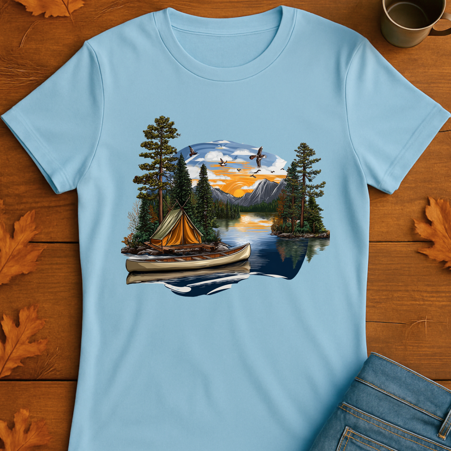 Outdoor Badge Softstyle T-Shirt - Camp Life Forever Retro Sunset Design