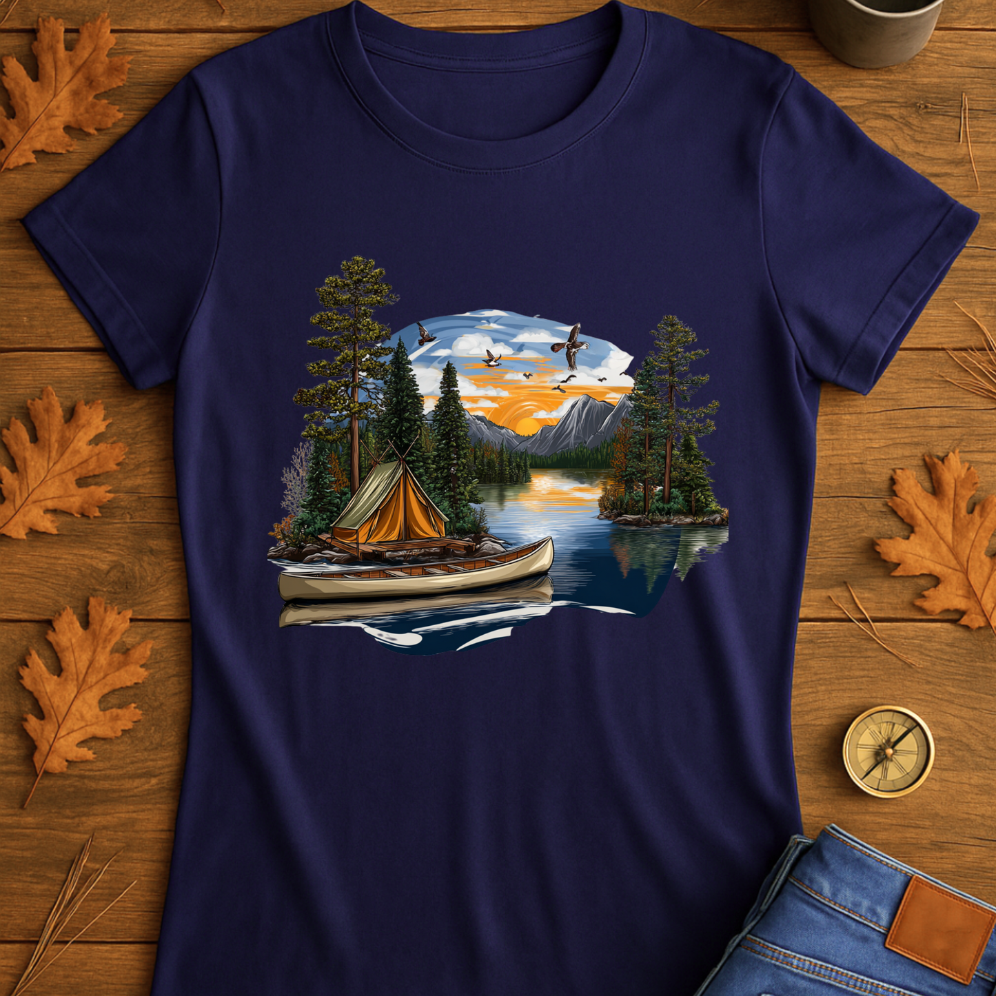 Outdoor Badge Softstyle T-Shirt - Camp Life Forever Retro Sunset Design