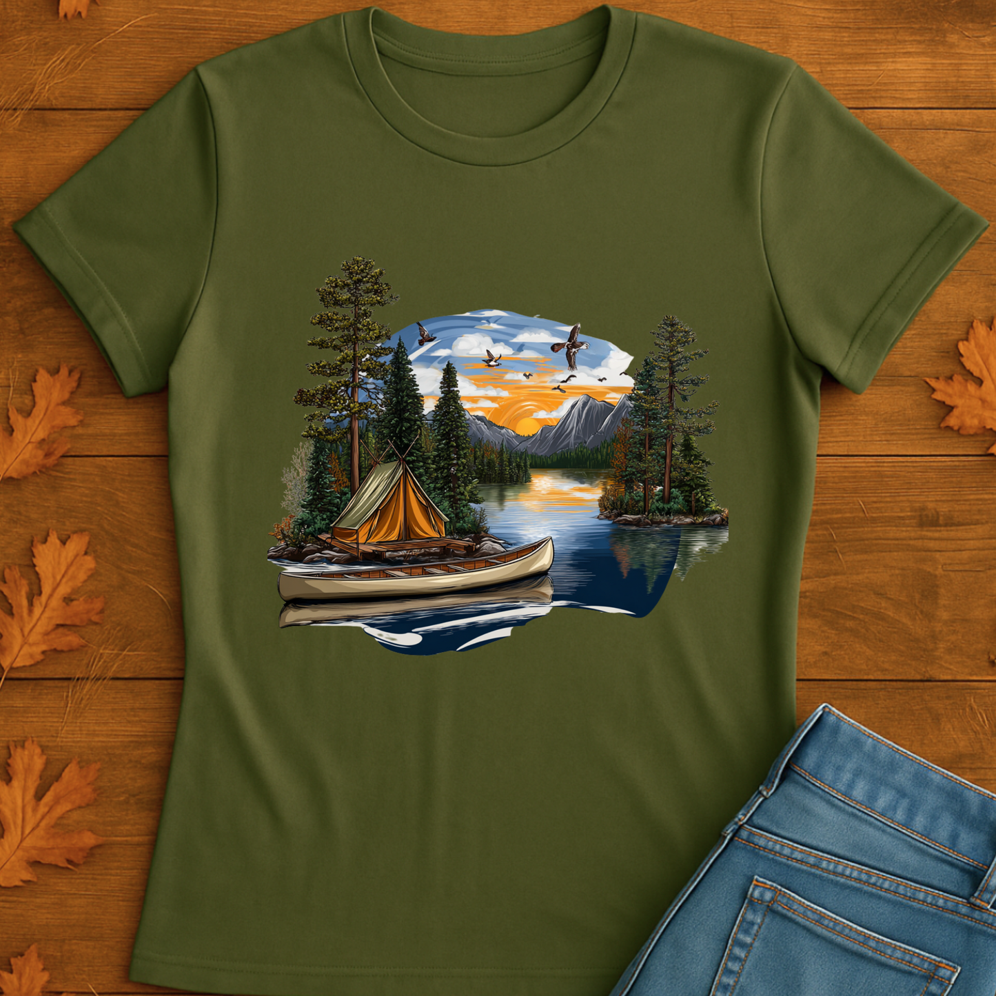 Outdoor Badge Softstyle T-Shirt - Camp Life Forever Retro Sunset Design