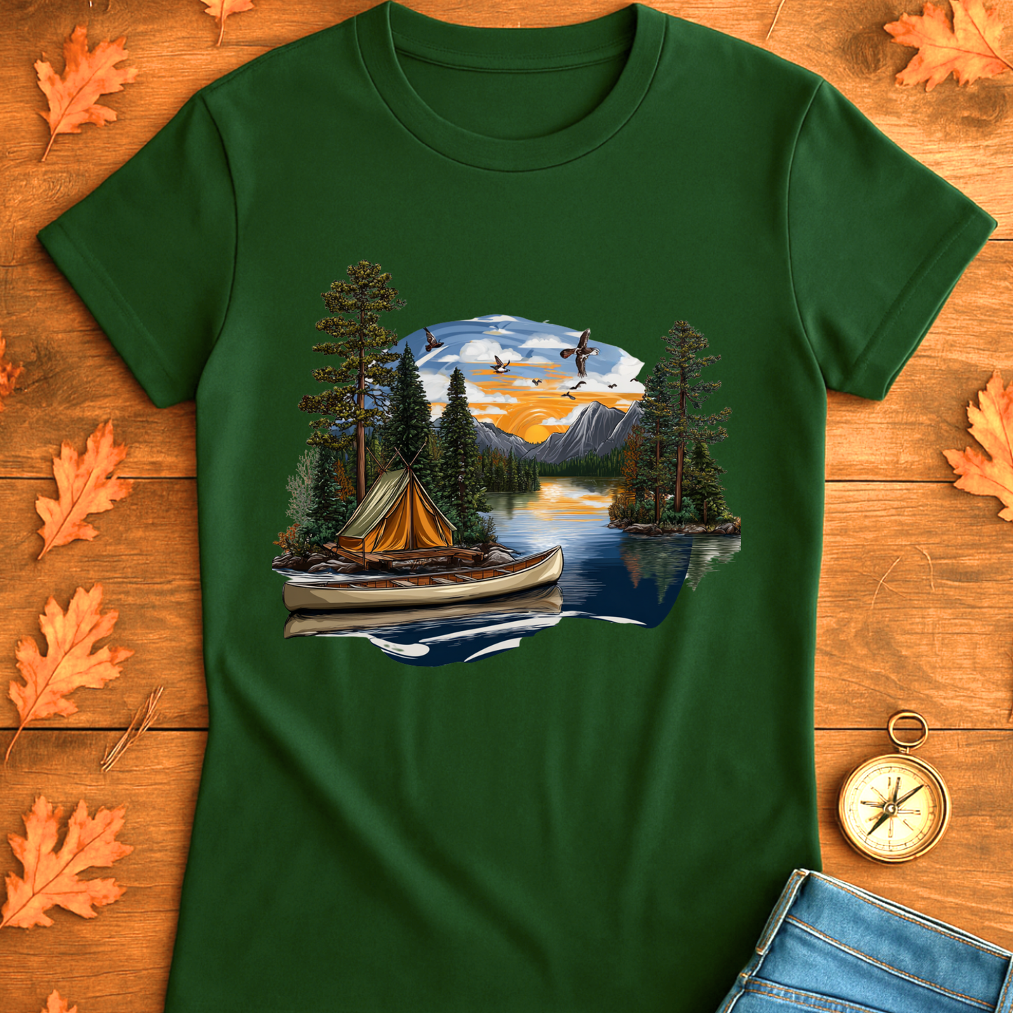 Outdoor Badge Softstyle T-Shirt - Camp Life Forever Retro Sunset Design