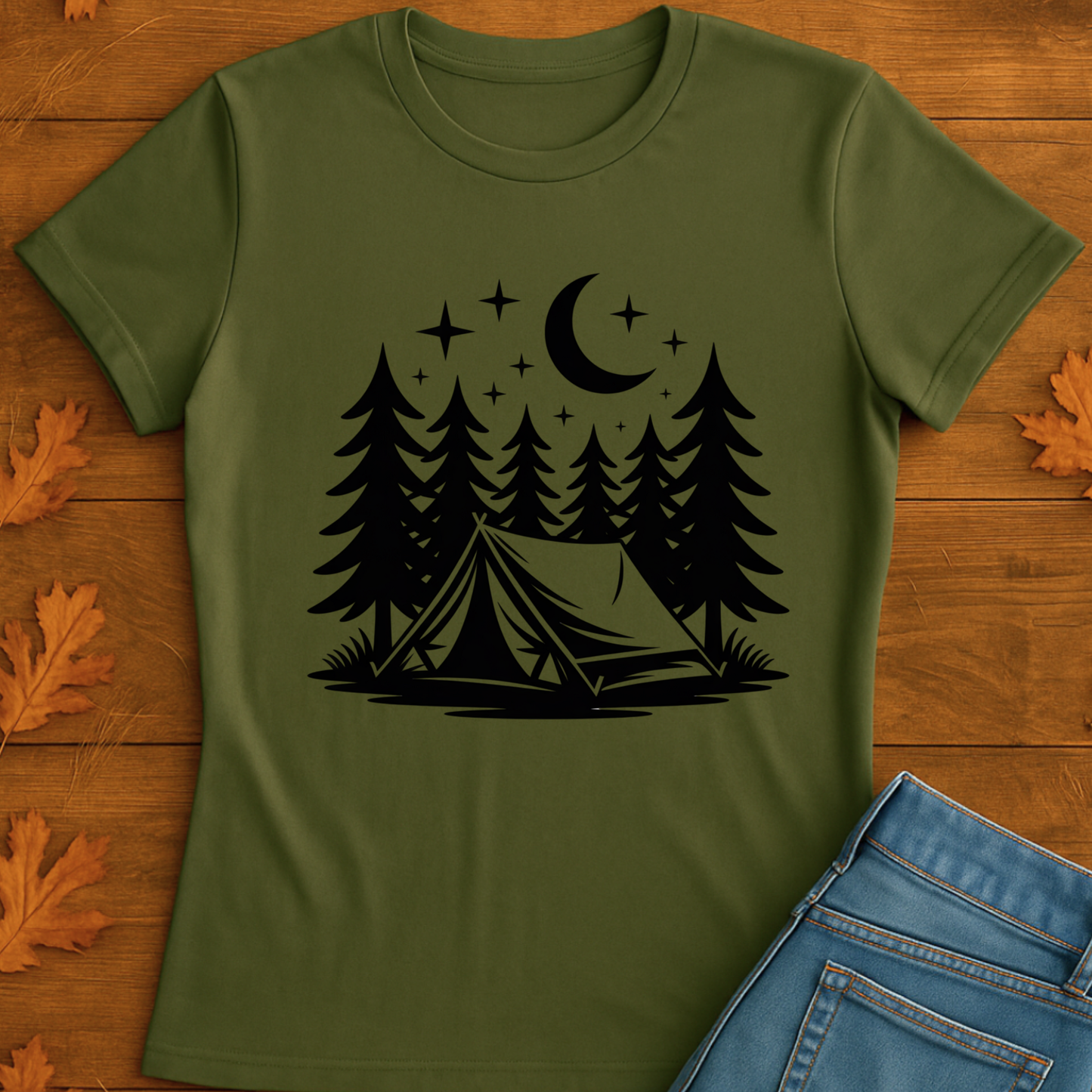 Outdoor Adventure Tent Under Moon & Stars Unisex T-Shirt