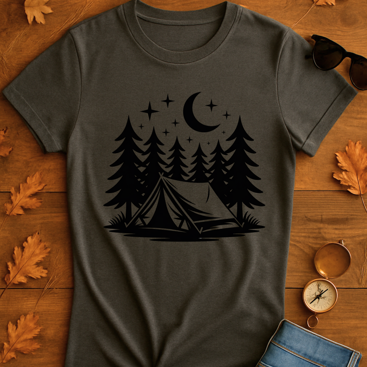 Outdoor Adventure Tent Under Moon & Stars Unisex T-Shirt