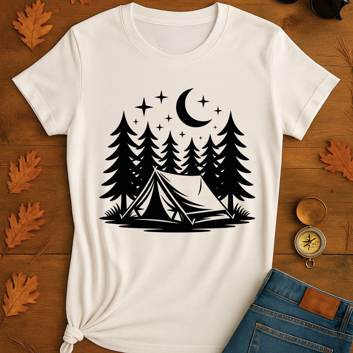 Outdoor Adventure Tent Under Moon & Stars Unisex T-Shirt