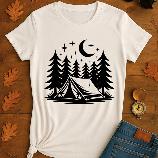 Outdoor Adventure Tent Under Moon & Stars Unisex T-Shirt