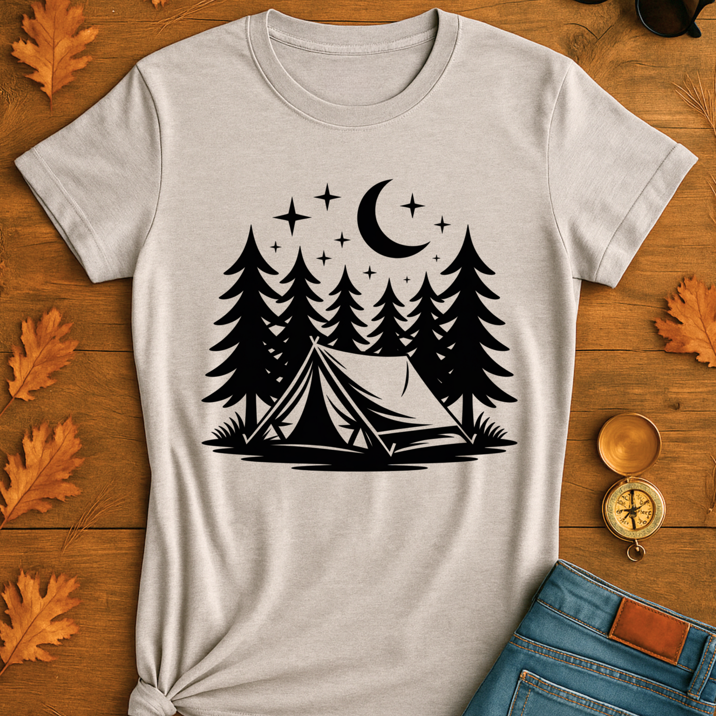 Outdoor Adventure Tent Under Moon & Stars Unisex T-Shirt
