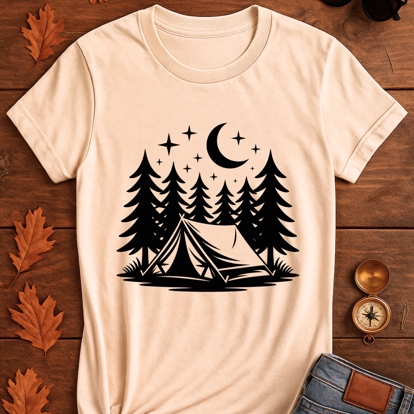Outdoor Adventure Tent Under Moon & Stars Unisex T-Shirt