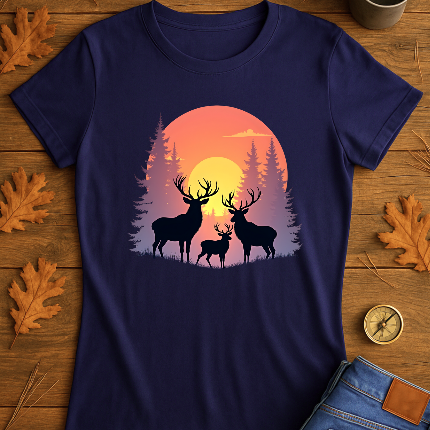 Deer T-Shirt - Wilderness deer in the wild sunset