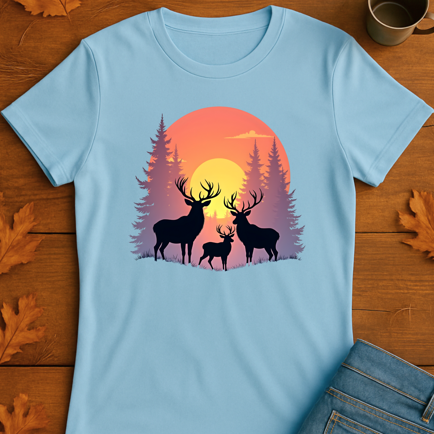 Deer T-Shirt - Wilderness deer in the wild sunset