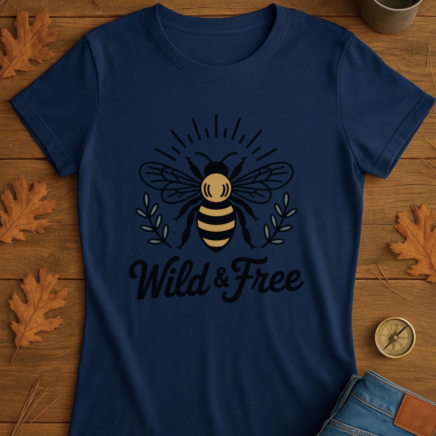 Bee Print T-Shirt - Wild Free Bee Design