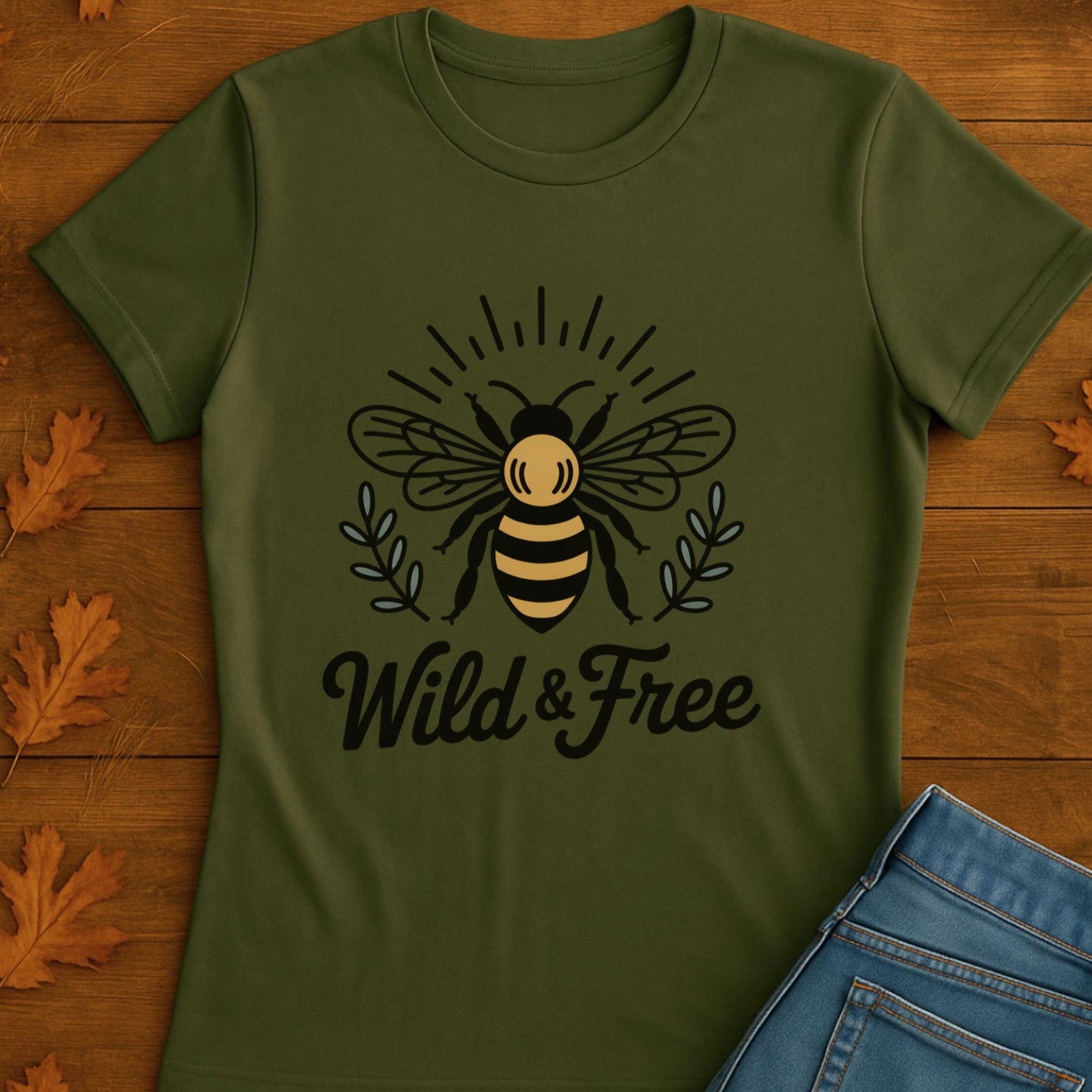 Bee Print T-Shirt - Wild Free Bee Design