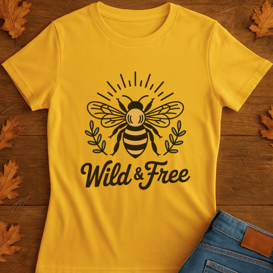 Bee Print T-Shirt - Wild Free Bee Design